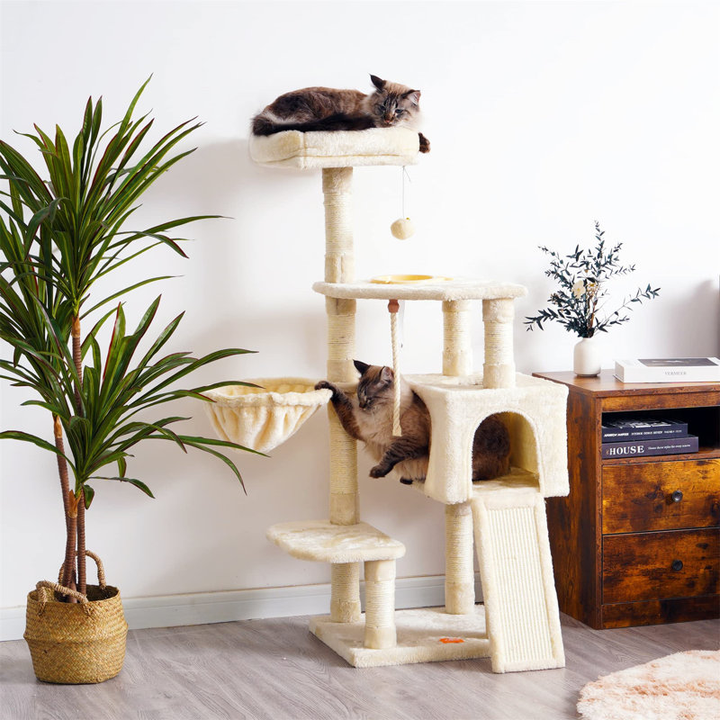 Arbre à chat Evalena, H 49,61 po x l 15,75 po x L 17,72 po, Beige