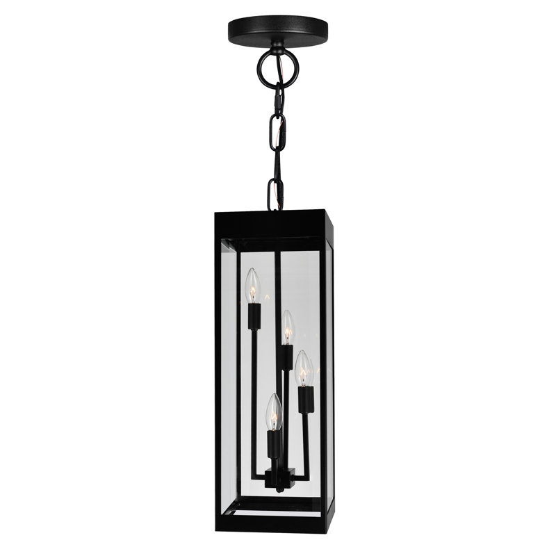Yannette 8" Wide 4-Light Outdoor Ceiling Light for Porch, Entryway, Garage – Black Finish – Compact Exterior Flushmount