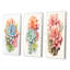 «Blossoming Succulent In Tender Retro Blue», 3 pièces sur toile-753568918-753568913