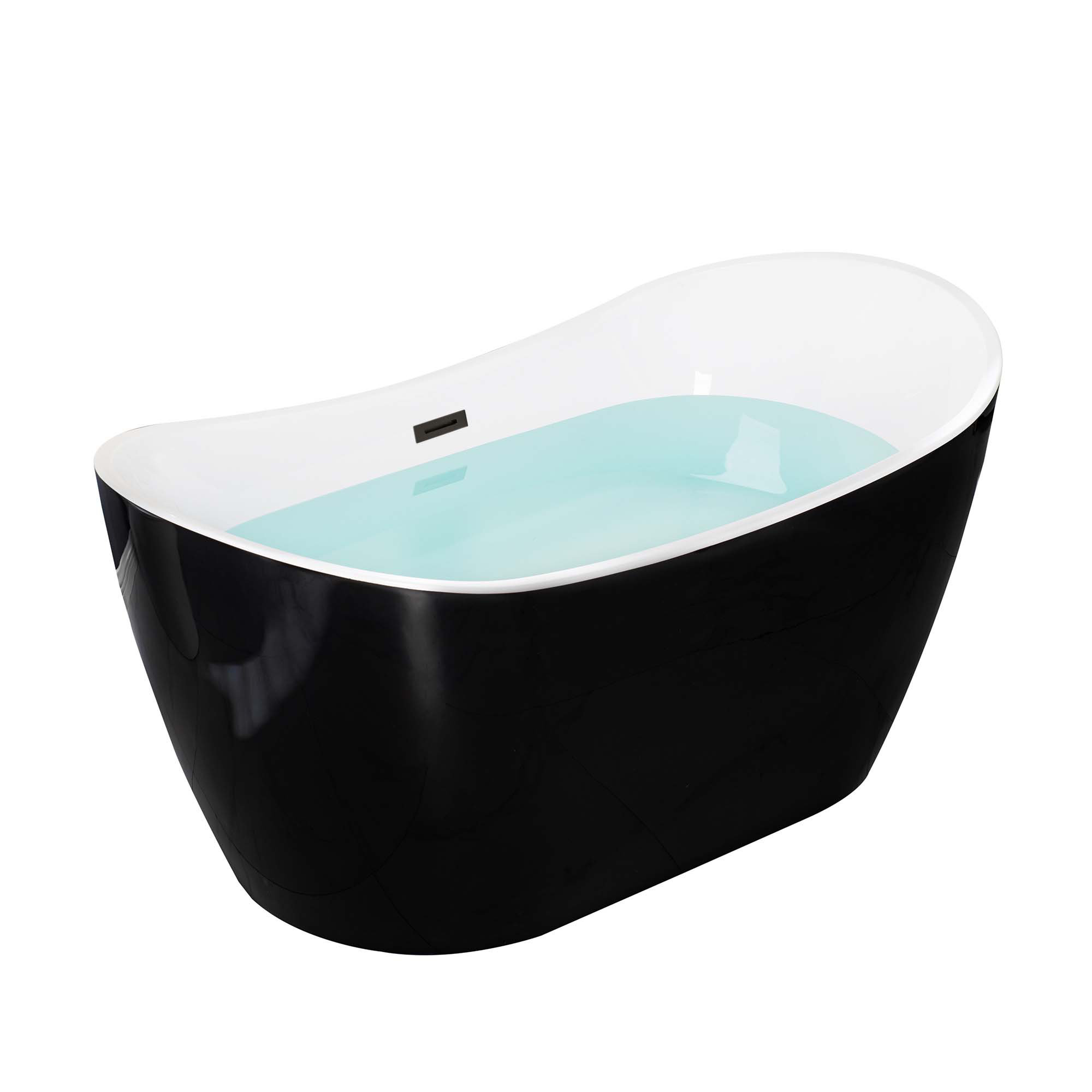 59'' x 29'' Freestanding Soaking Acrylic Bathtub, Matte Black, Black