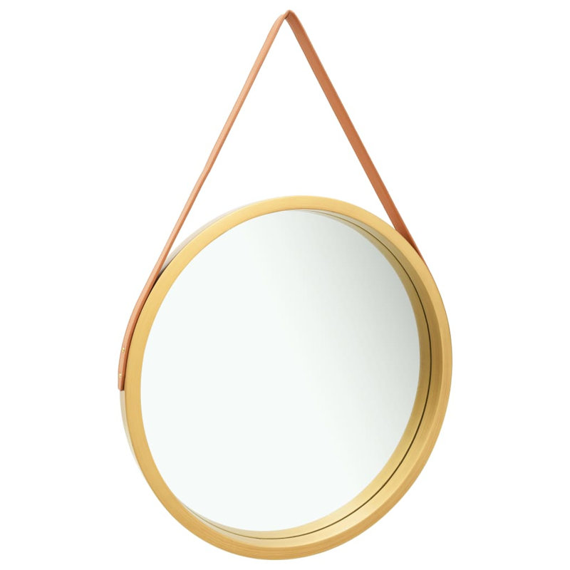 Hagood Wood Wall Mirror, Gold/Brown, 50cm H x 50cm W
