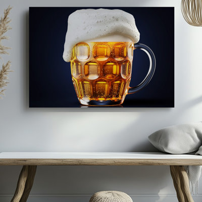 Canvas A Highly Stylized Illustration Of A Frothy Beer Mug Brimming Wall Art With Golden Lager Captures The Viewer S Attention The Canvas Wall Art