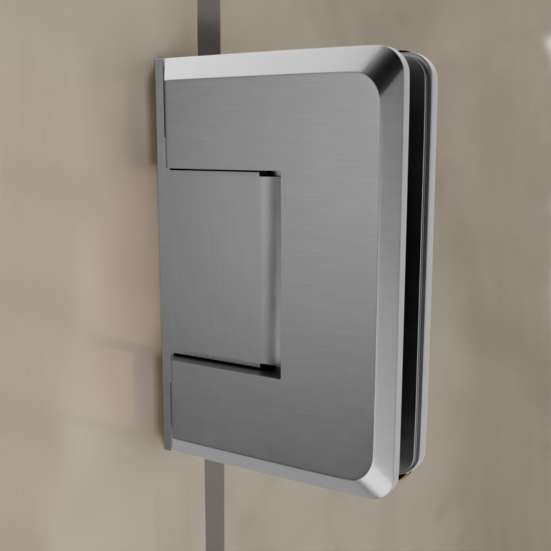 Charnière de porte de douche à fixation murale réglable en verre de 3/8 po et 1/2 po d'épaisseur avec plaque arrière décalée au fini chrome satiné