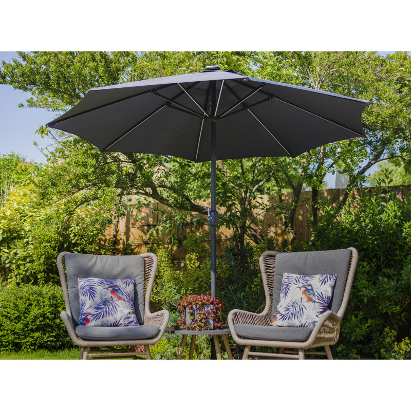 267cm Lighted Market Parasol, Navy Blue