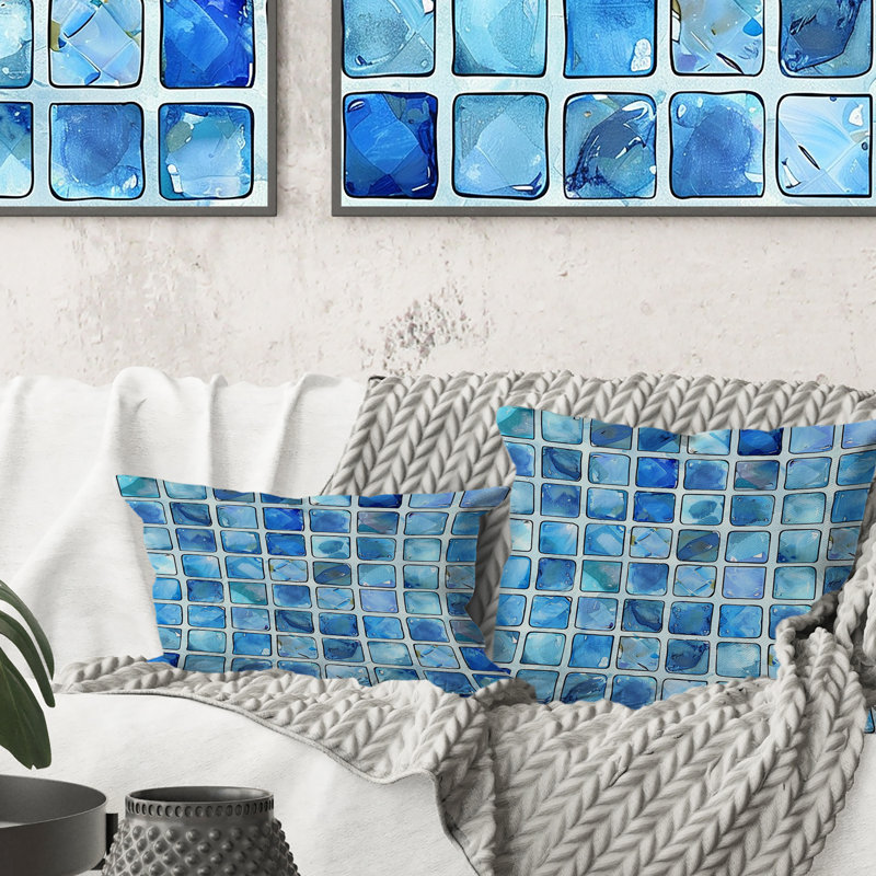 Carreau de mosaïque bleu moderne II - Coussin lombaire moderne