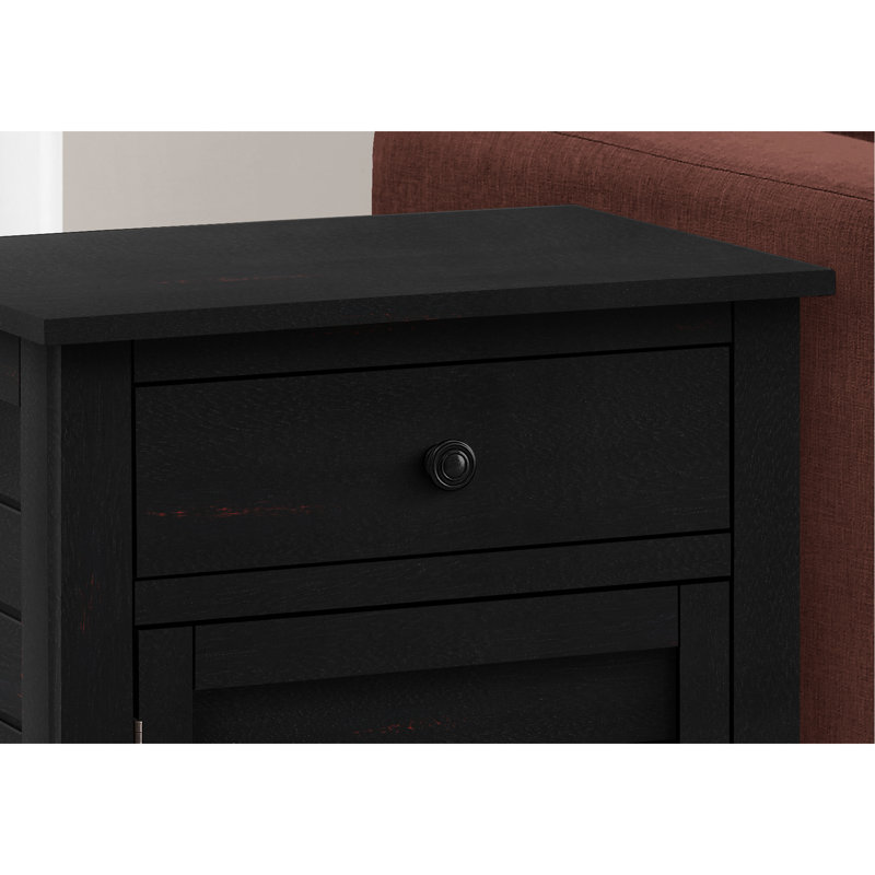 Table d'appoint en placage noir avec métal - Rangement pour petits objets dans la chambre à coucher et le salon