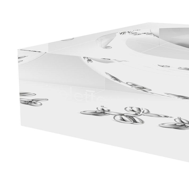 Chrome Balloon Rabbit White Acrylic Decorative Tray, 8"W x 8"D x 2"H