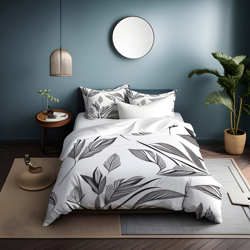 Polyester Floral Duvet Cover, King Duvet Cover + 2 King Shams