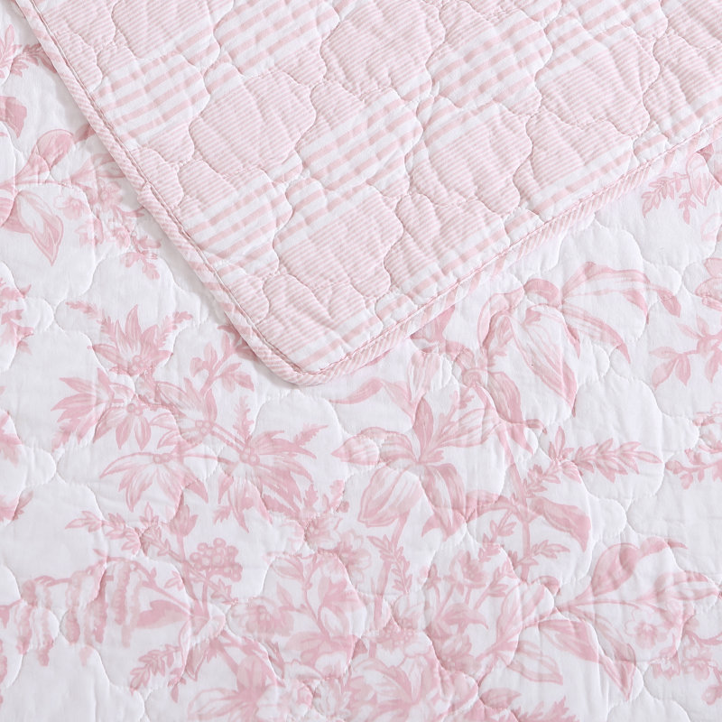 Ensemble de courtepointe réversible en coton Laura Ashley Bedford, Courtepointe pour très grand lit et 2 très grand