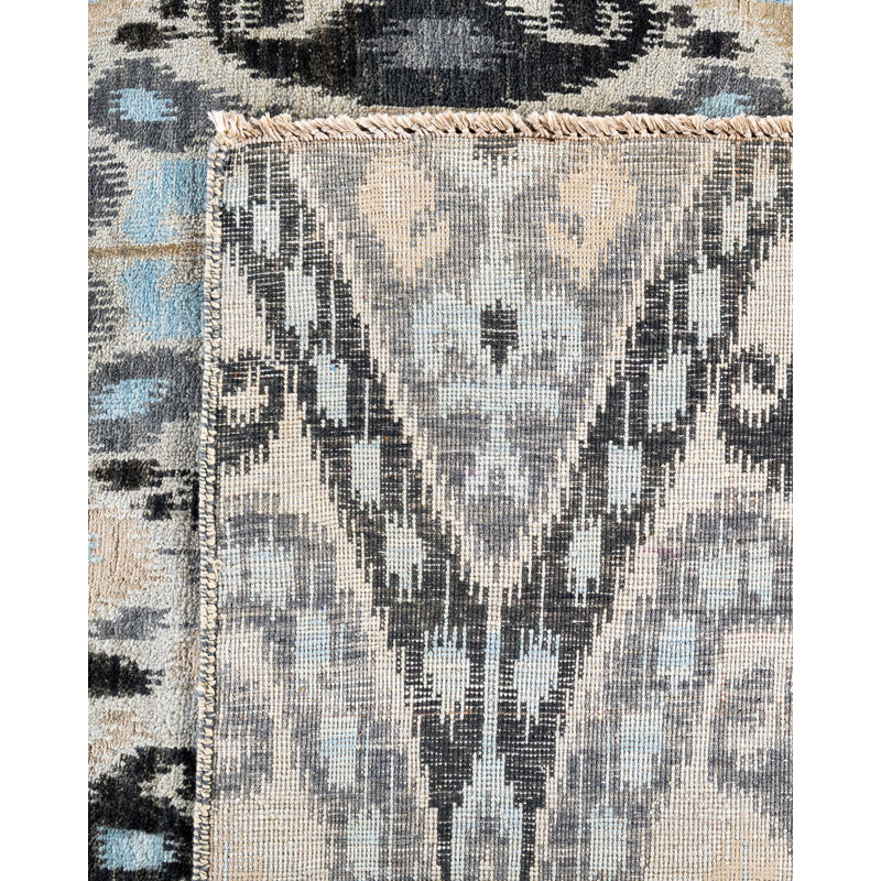 Tapis unique noué à la main Brazier - beige, 8 pi 0 po x 10 pi 6 po