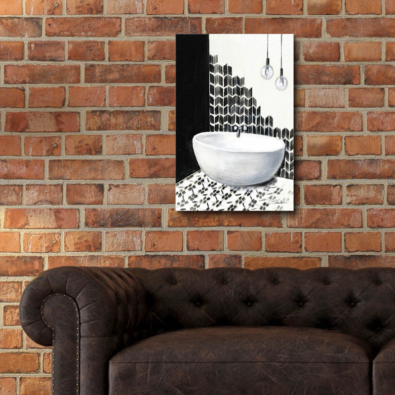  «Bathroom Patterns 1» par Silvia Vassileva, art mural en verre acrylique, 16 po x 24 po, H 24 po x l 16 po