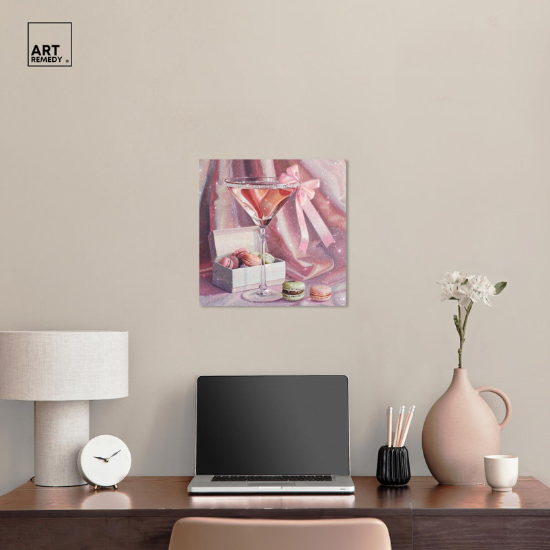 Art sur toile Macarons and Drink, H 16 po x l 16 po, Toile tendue