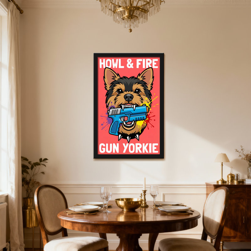 Illustration de chien Yorkie, H 12 po x l 18 po, Toile tendue, Ne s’applique pas