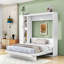 Lit escamotable double avec tablettes, garde-robe et lumières DEL-1475901559