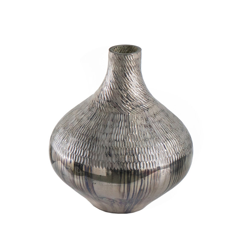 D9x10" Glass Silver Vase