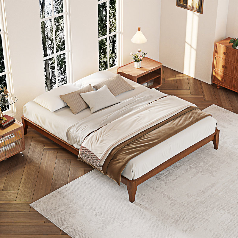 Wood Platm Bed Frame, Full, Brown