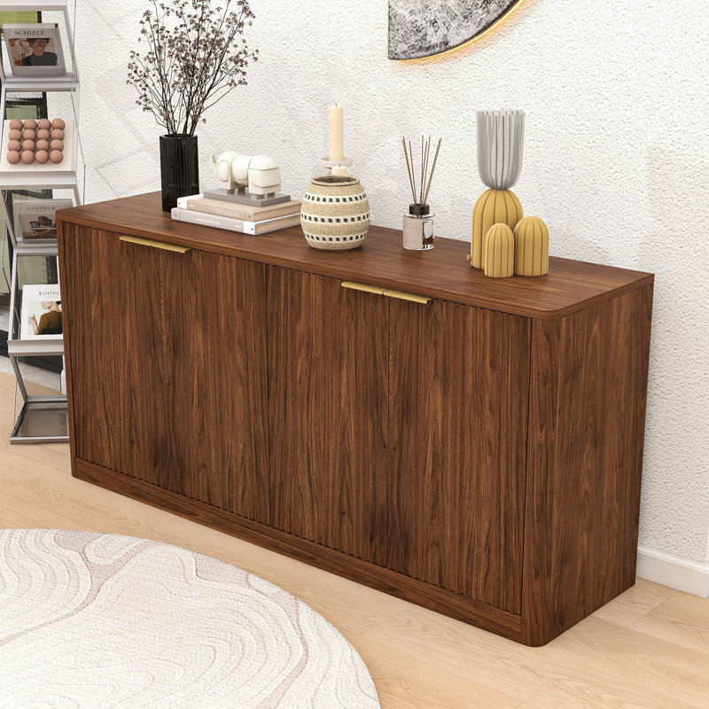 Buffet de rangement moderne avec design Wave - avec beaucoup de rangement, Noyer
