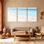 Plage, plage, vagues, ciel de sable, horizon, calme, océan serein, ensemble de 3 impressions sur toile-832057588