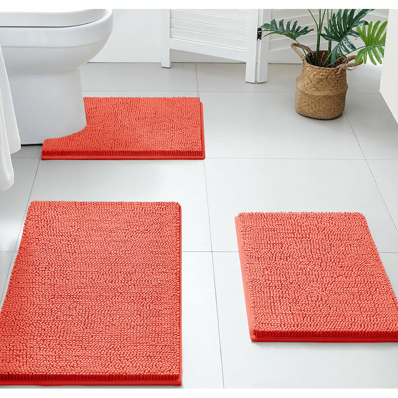 Tapis de salle de bain 3 pièces, Corail