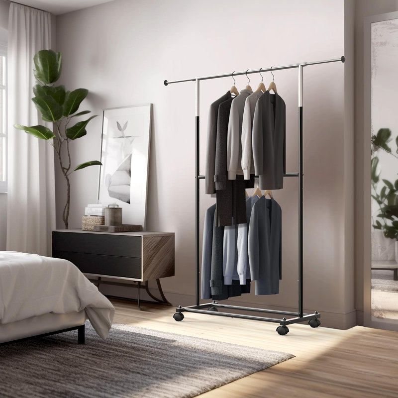 Steel Adjustable Rolling Clothing Rack