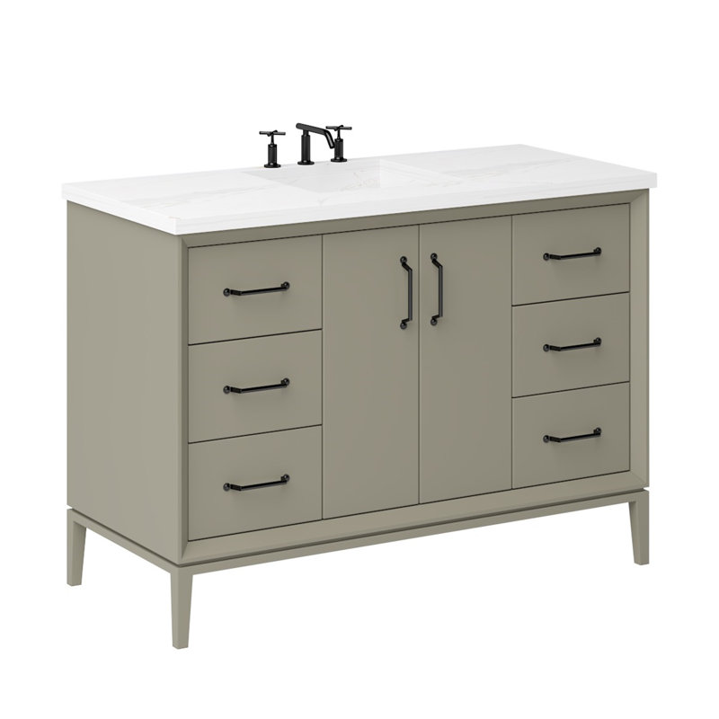Alexandra Single Extra Wide Bath Vanity, French Olive, 48", Matte Black