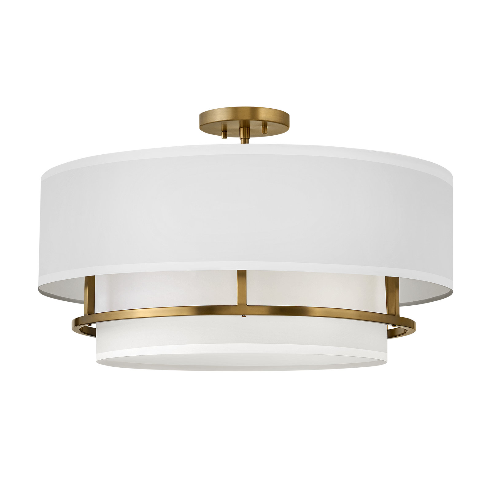 Graham Four-Light Semi-Flush Mount Ceiling Light w/ Faux Parchment Shades, Lacquered Brass