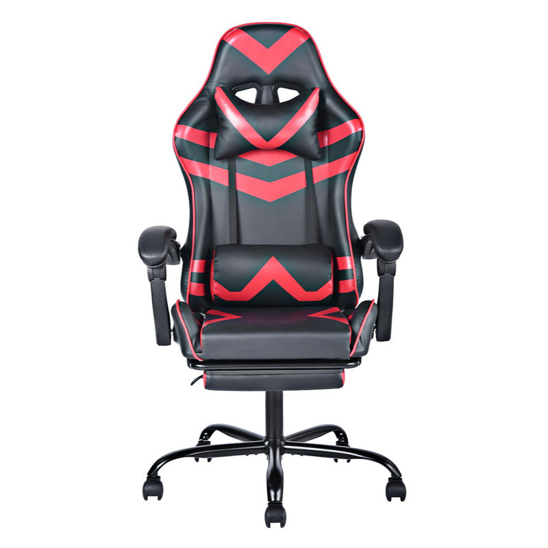 Fauteuil de jeu et de course pivotant réglable en similicuir avec repose-pieds Inbox Zero Lamiah