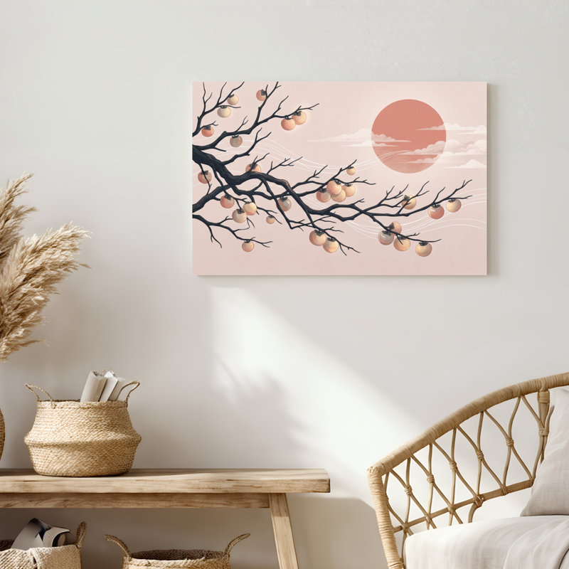 «Gallery Wrap», art mural sur toile pour le salon, la chambre à coucher, le bureau ou le vestibule - décoration murale décorative avec arbre persimmon