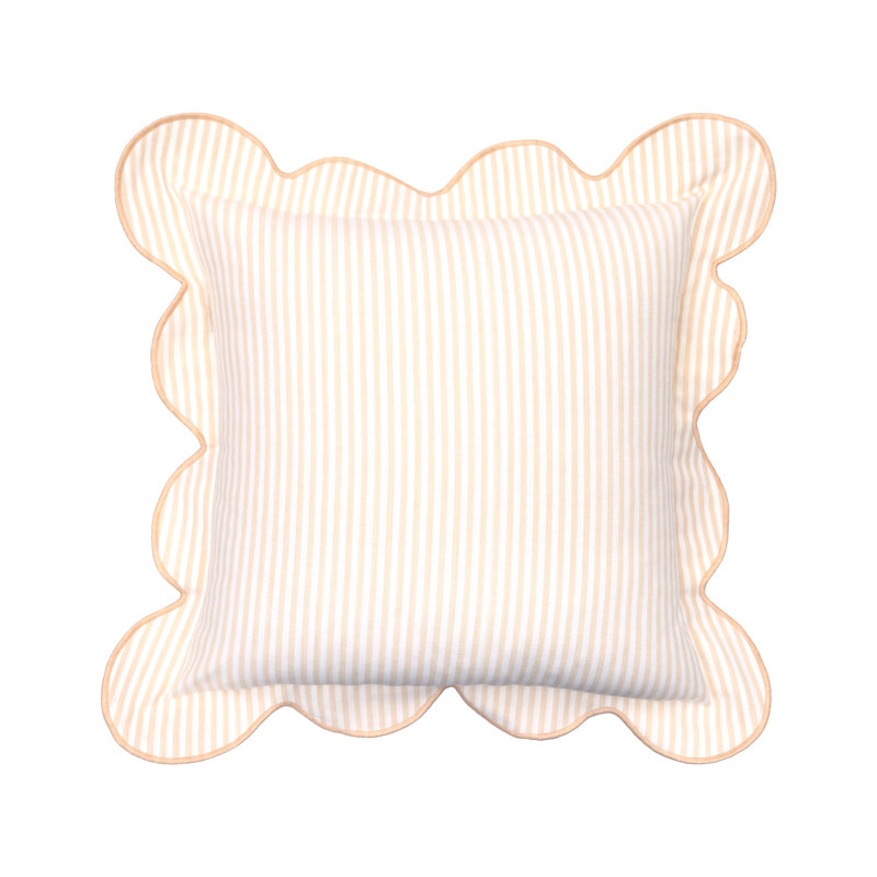 Coussin décoratif brun clair à rayures fines ondulées, Tanné