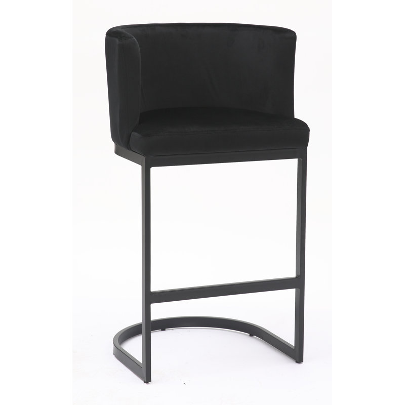 Adelaid Upholstered Counter Stool with Metal Frame, Black