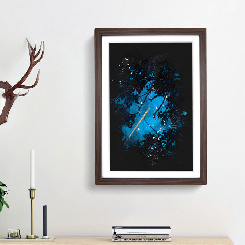 Airplane Through the Trees - Picture Frame Painting Print, 87cm H x 62cm W x 2cm D, Walnut Framed