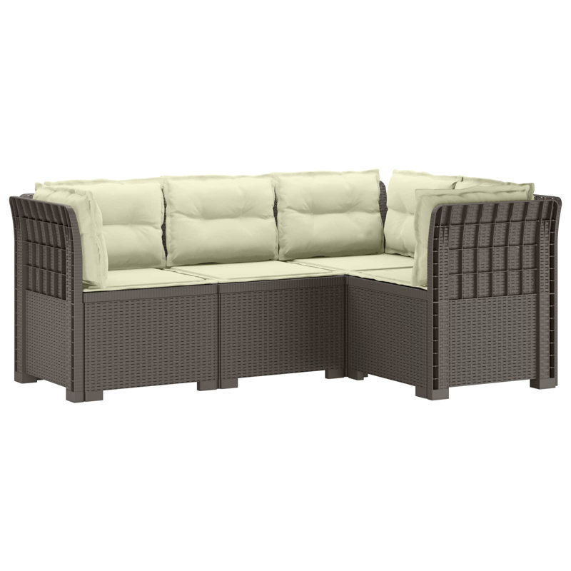 62 cm W Patio Sofa with Cushions, Cream, Light Grey