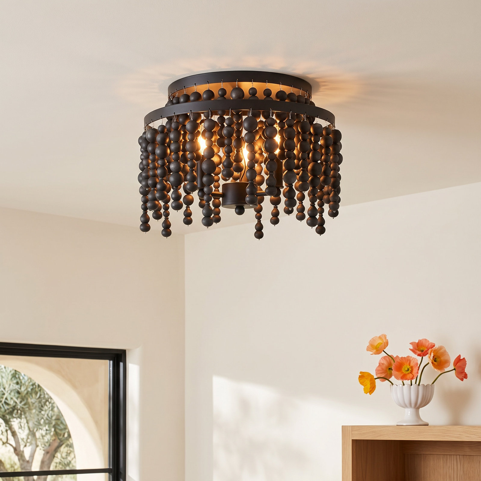 Marli 14.96 " 3 - Light Semi Flush Mount, Black