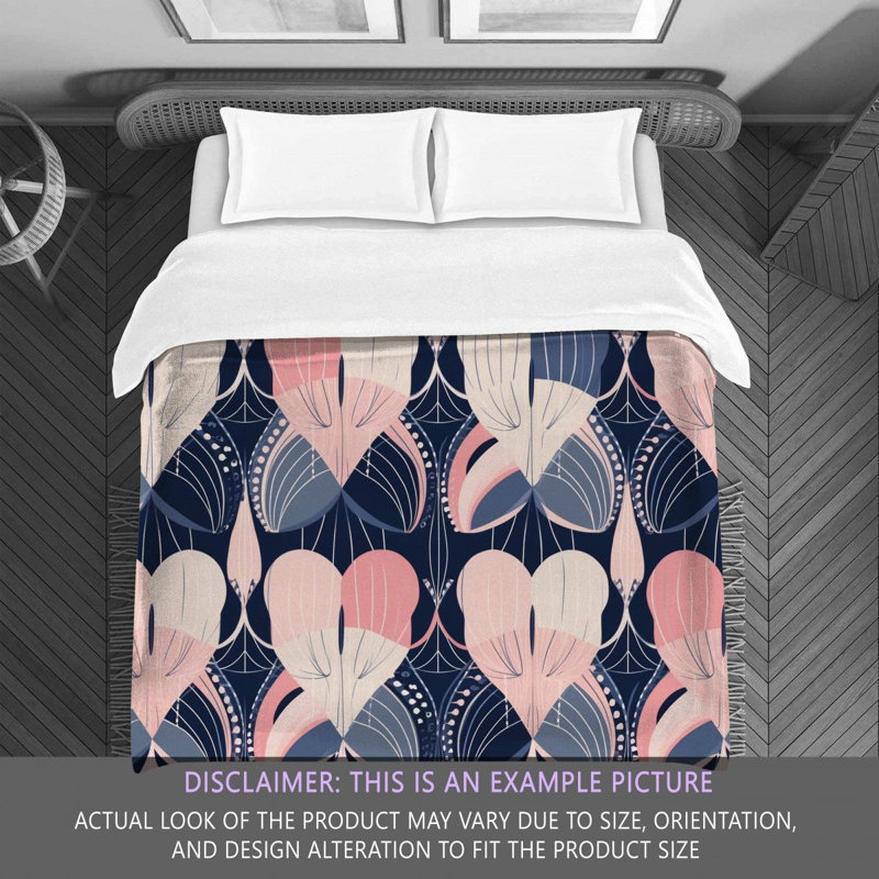 Funky Bedding, Twin Comforter, Navy/Pink Geometric