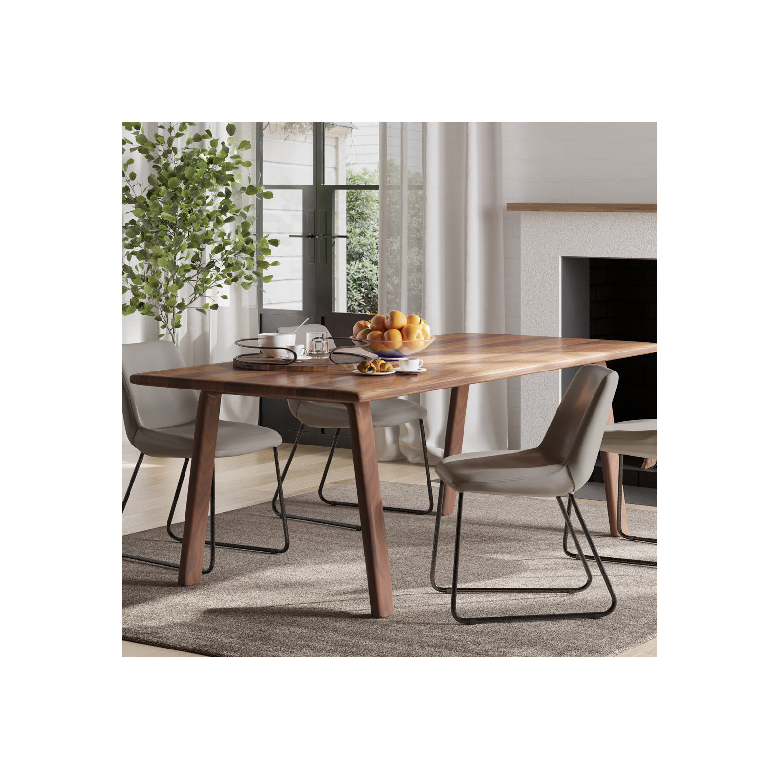 Avari 88" Solid Wood Dining Table, Walnut