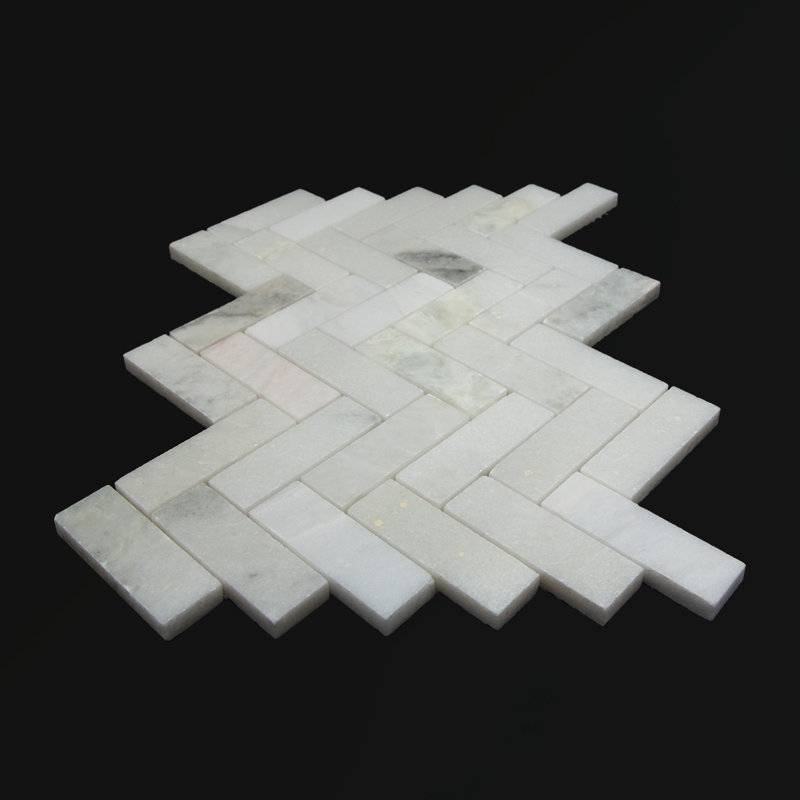 Honed Herringbone Natural Mosaic Tile, White