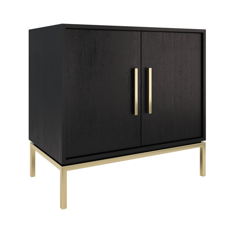 Rift White Oak Single Bath Vanity, Classic Black, Satin Gold, 36"