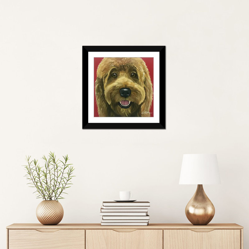 « nikki the goldendoodle », reproduction d’impression sur toile, H 16 po x l 16 po x P 1 po, Papier d'art encadré noir