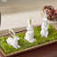 Figurines de lapin de Pâques, statues de lapin en résine blanche avec oreilles dorées pour le printemps, décorations de Pâques, centre de table, sculpture de lapins