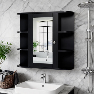 Armoire murale de salle de bain avec porte miroir et 3 tablettes