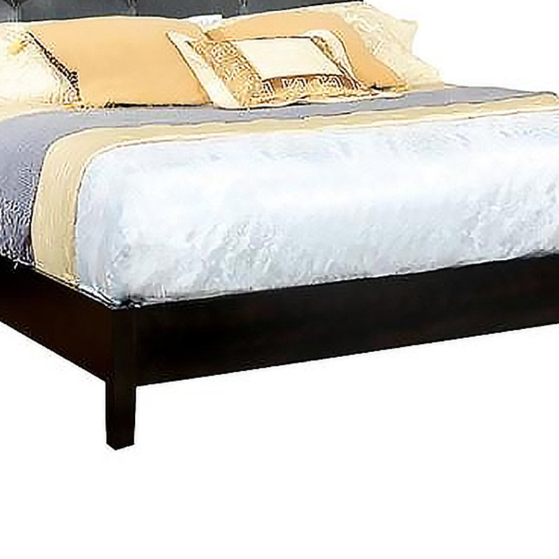 Lit plateforme touffeté Rohde, Très grand lit Eastern, Marron foncé