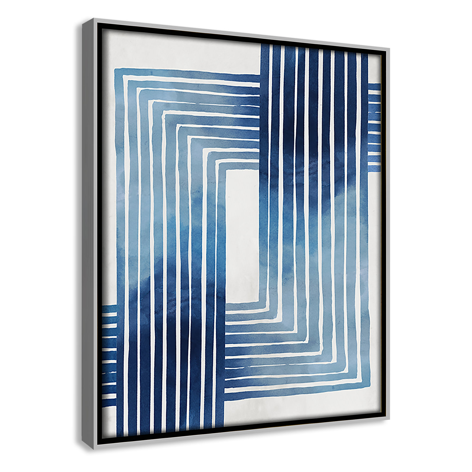 Lanny "In Unison" Painting by Eva Watts, 11.5" H x 9.5" W x 2" D, Silver Framed Canvas