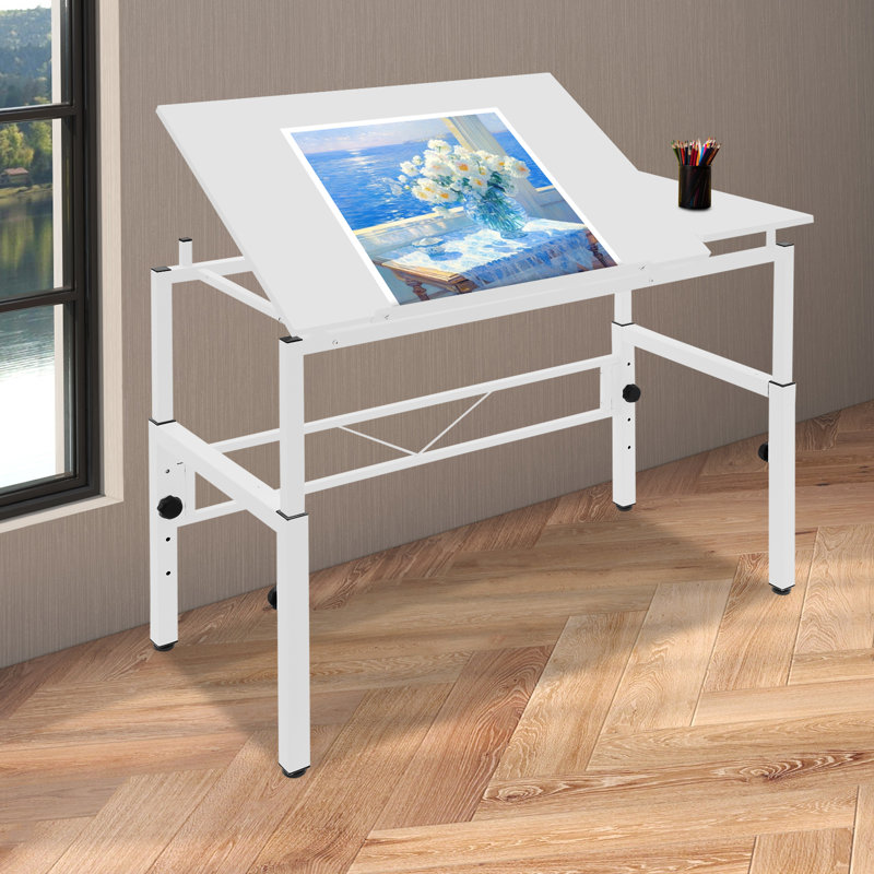 Bureau de dessin de table rectangulaire réglable au sol inclinable