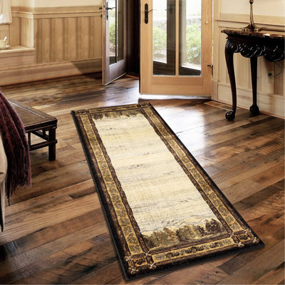 7 pi 10 po X 3 tapis - tapis de sol en polypropylène noir à thème Lodge pour revêtement de maison