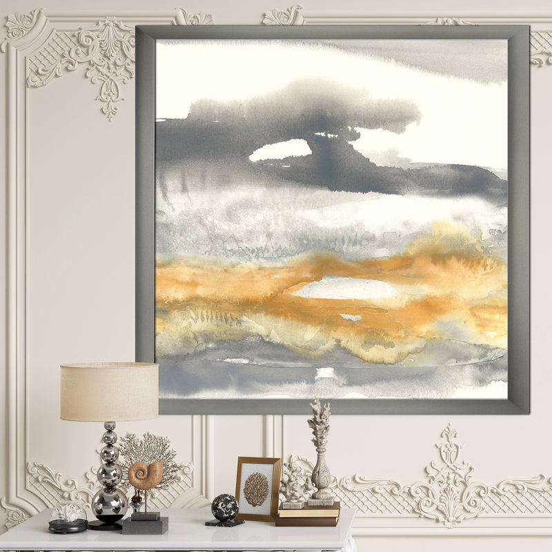 Gold Glamour Direction I - reproduction d'art sur toile encadrée, Cadre argenté, H 46 po x l 36 po x P 1,5 po