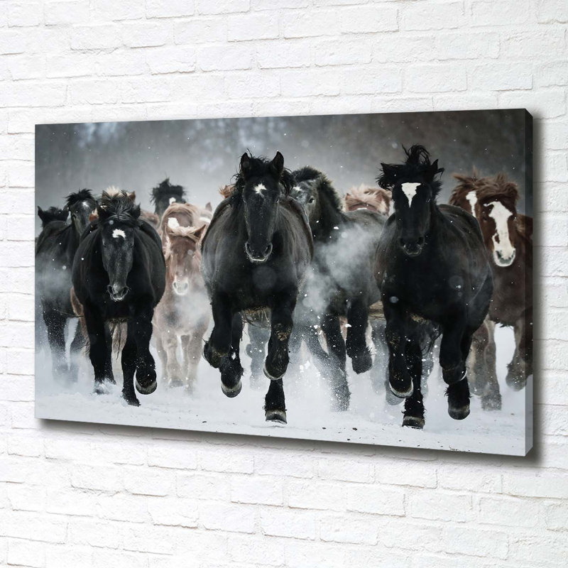 Horses In A Gallop - Wrapped Canvas Print
