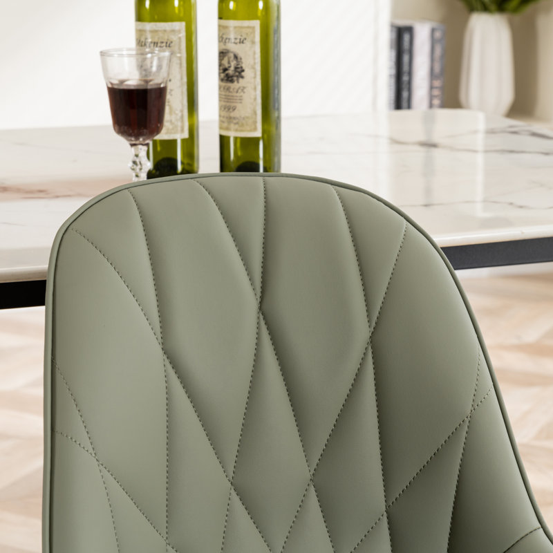 Chaise d'appoint rembourrée en similicuir Chardee, Vert olive