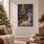 Fox and Snowman Near Snowy Tree Christmas, art mural sur toile-1404025235