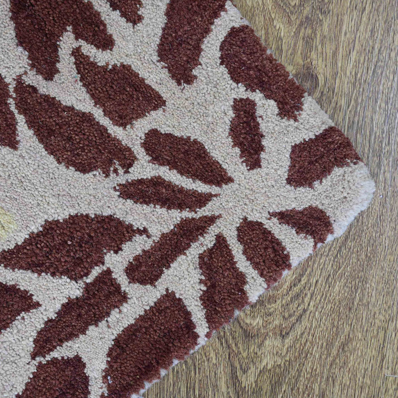 Tapis écologiques en laine touffetée à la main Rugsotic - 5 pi x 8 pi, rectangulaire, de couleur crème, de conception florale moderne, de tapis épais antidérapants faits à la main pour salon, chambre à coucher