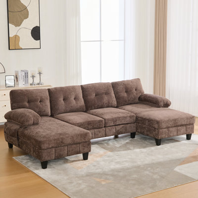 Canapé modulaire en U avec coussins doubles et coussins d'accoudoirs